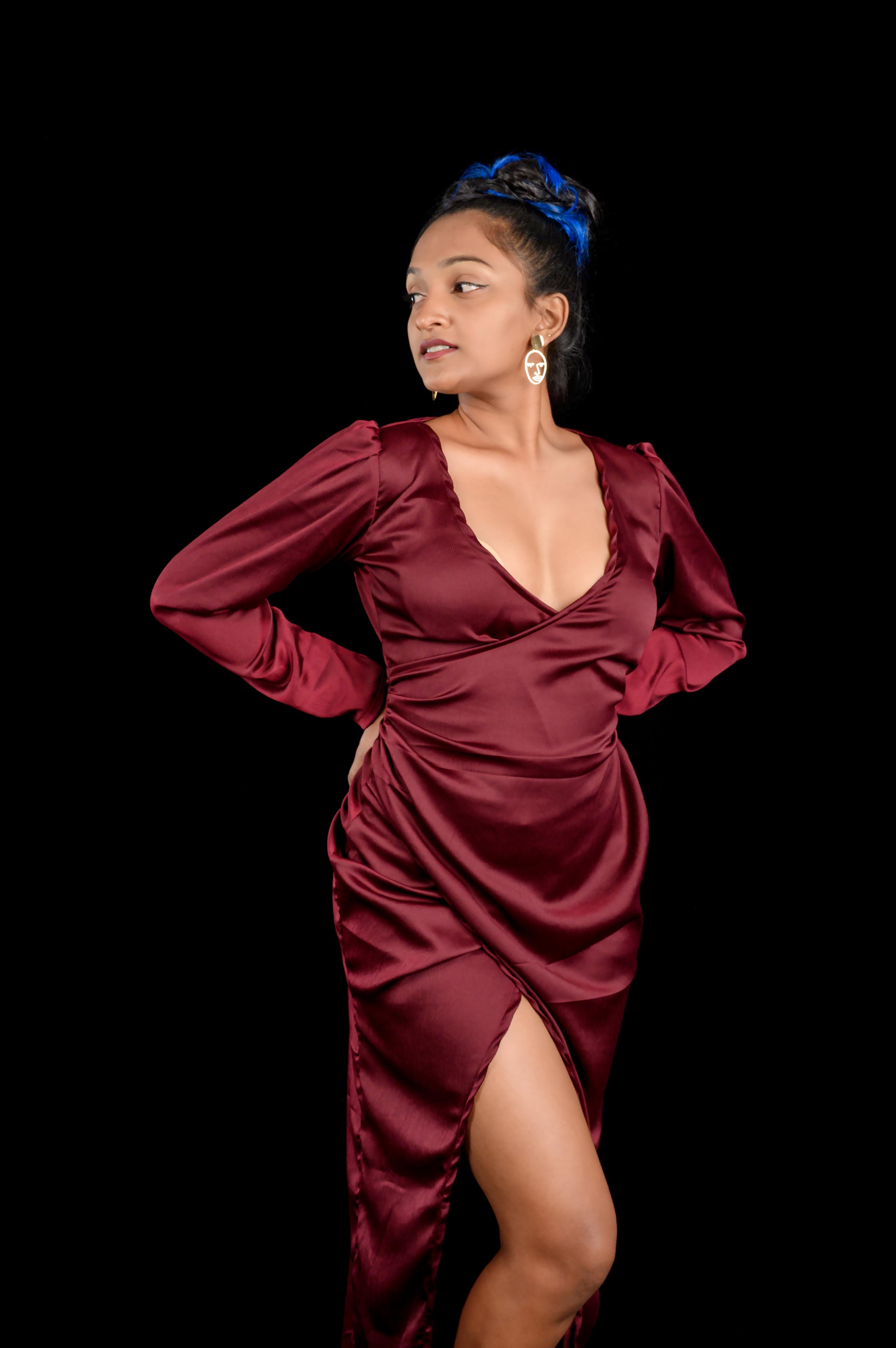 Him & Her Product Maroon Wrap Dress