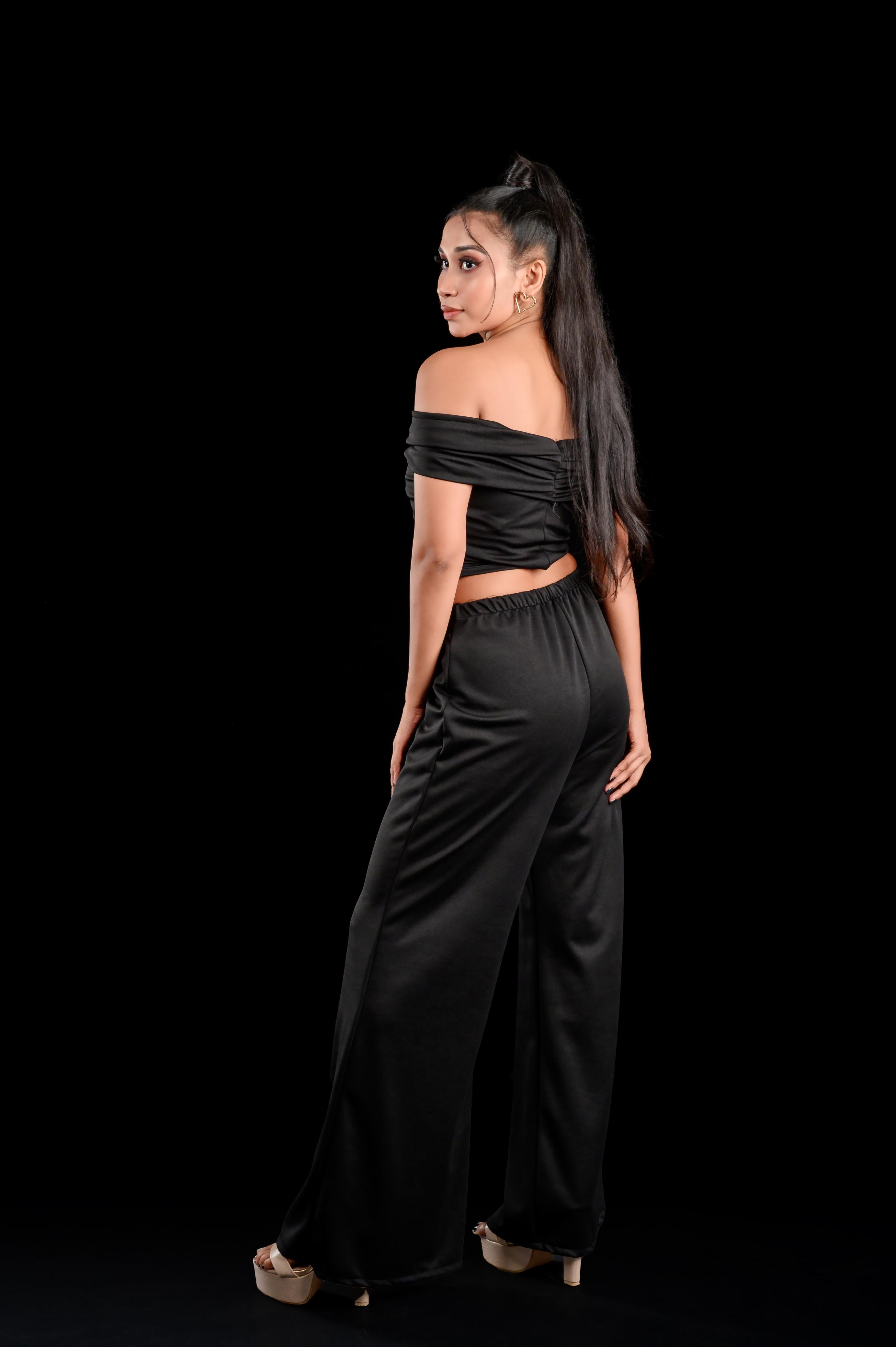 Him & Her Product Black Off shoulder Corset top & Trouser