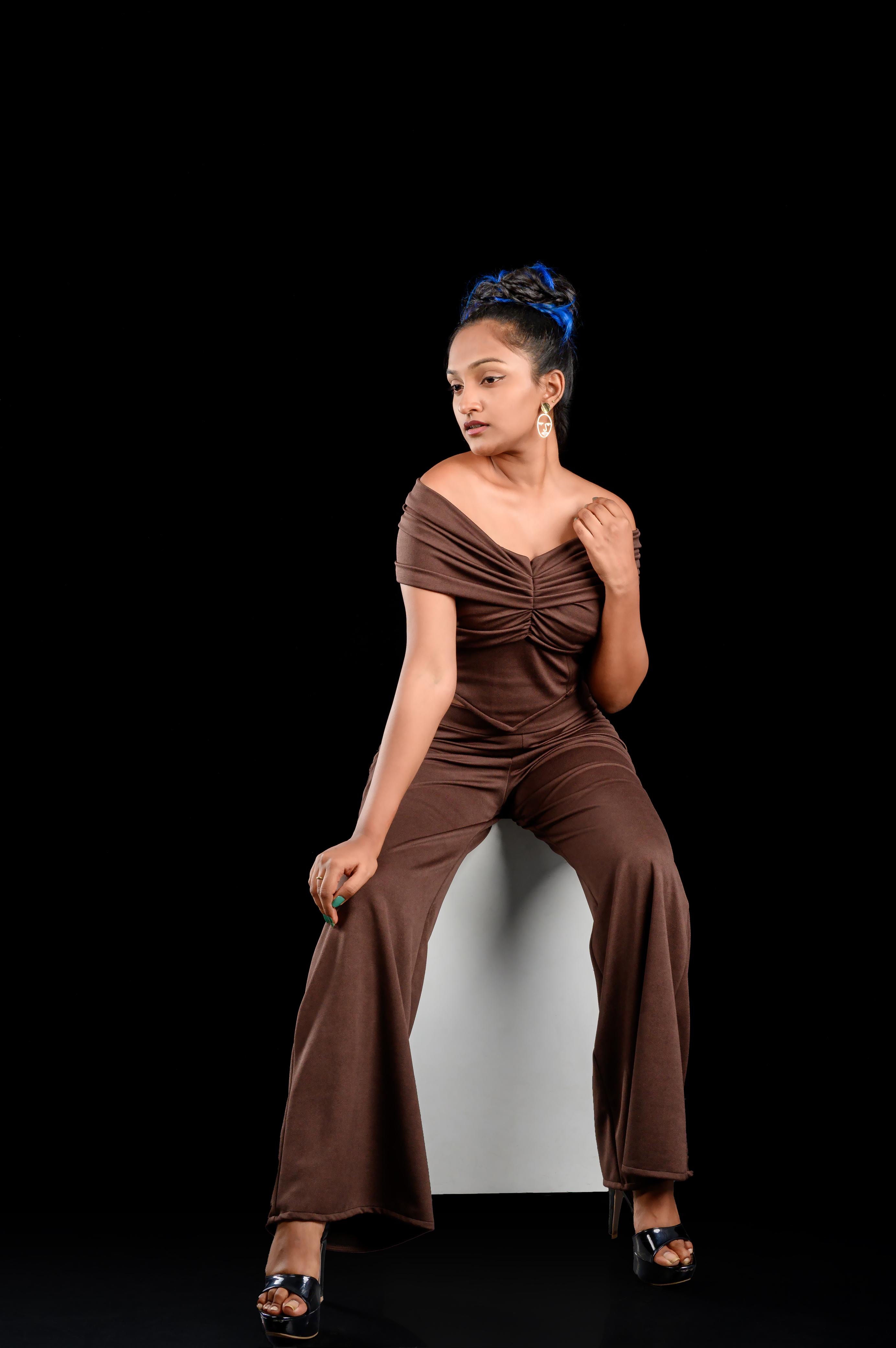 Him & Her Product Brown Off shoulder Corset Top & Trouser