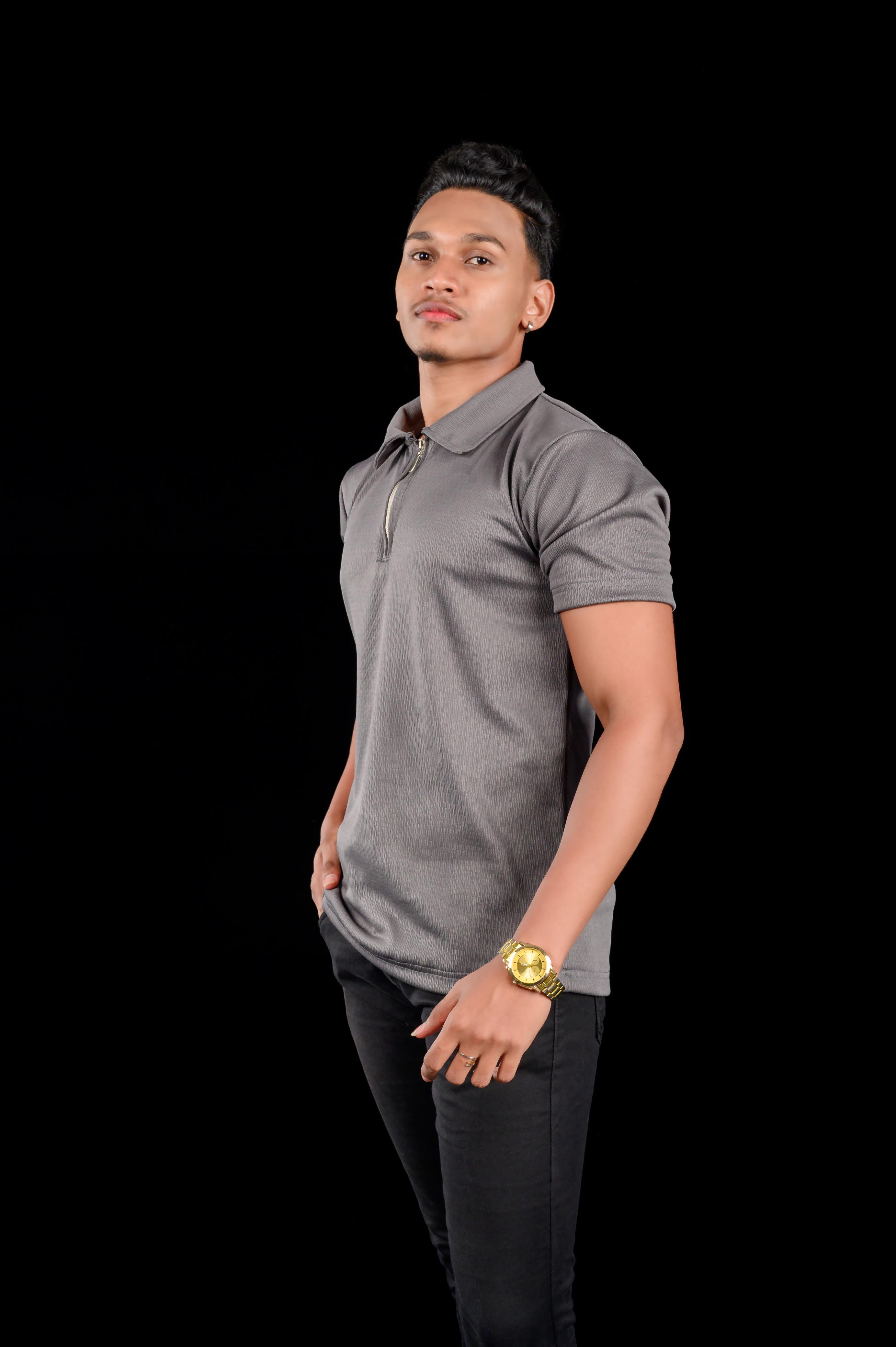 Him & Her Product Zinc Textured Zip Polo